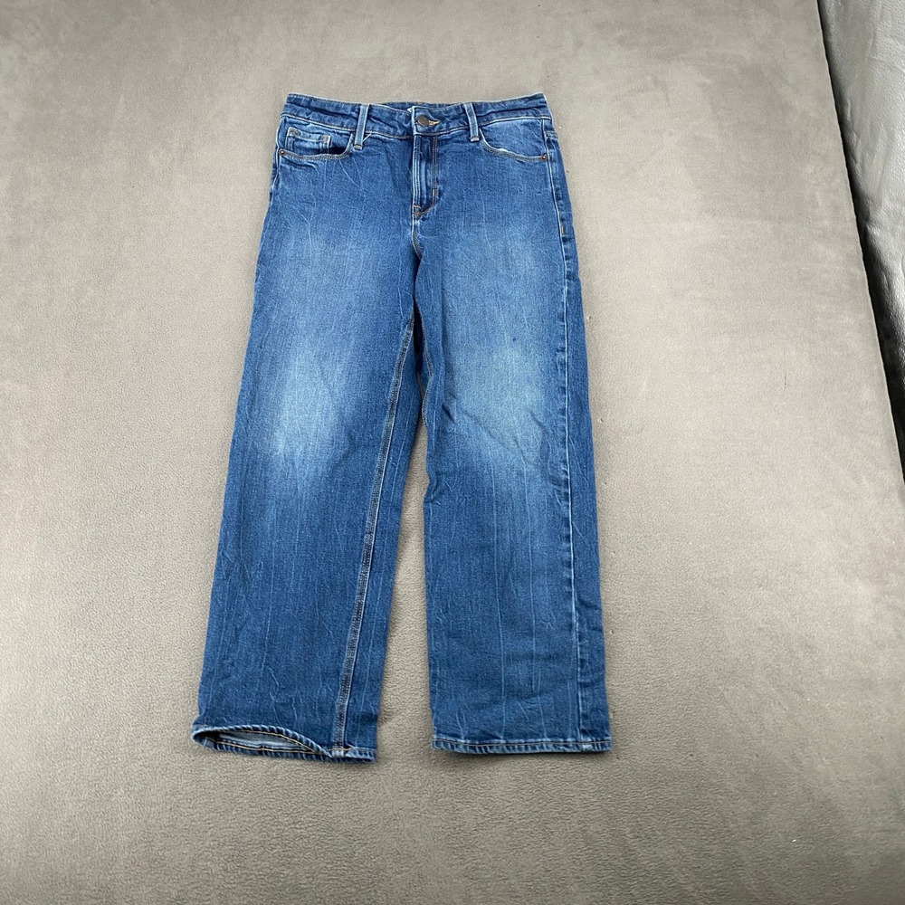 Old Navy Slim Wide Leg High Rise Jeans Medium Wash Blue Denim Size 6